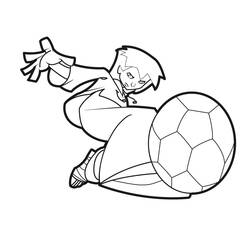 Coloriage Personnage de Foot 2 Rue frappant un ballon