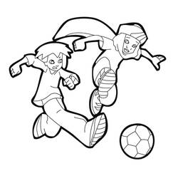 Coloriage Personnages de Foot 2 Rue disputant un ballon