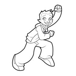 Coloriage Jérémy courant le poing levé