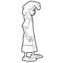 Coloriage Fille debout de profil avec de longs cheveux