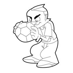 Coloriage Foot 2 Rue garçon mordant un ballon