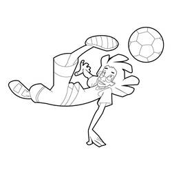 Coloriage Gabriel réalisant une bicyclette au football