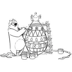 Coloriage Grizzy peignant un œuf de Pâques géant Coloriage Grizzy peignant un œuf de Pâques géant