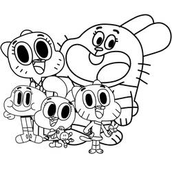 Coloriage Gumball et sa famille réunis Coloriage Gumball et sa famille réunis