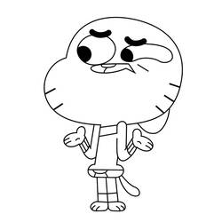 Coloriage Gumball l'air confus Coloriage Gumball l'air confus
