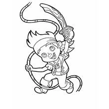 Coloriage Jake brandissant son sabre en courant
