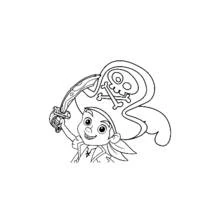 Coloriage Jake brandissant son épée avec le drapeau pirate