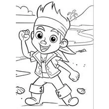 Coloriage Jake debout sur la plage, poings levés