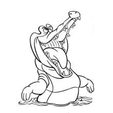 Coloriage Tic-Tac le crocodile la gueule grande ouverte