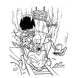 Coloriage Jimmy Neutron sur un wagonnet fou
