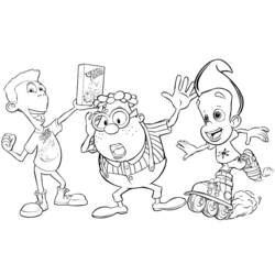Coloriage Jimmy Neutron avec Sheen et Carl s'amusant