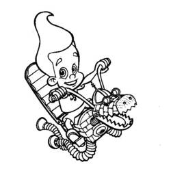 Coloriage Jimmy Neutron sur son invention robotique