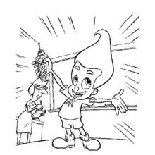 Coloriage Jimmy Neutron brandissant une invention