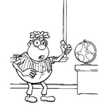 Coloriage Jimmy Neutron professeur pointant le tableau de classe