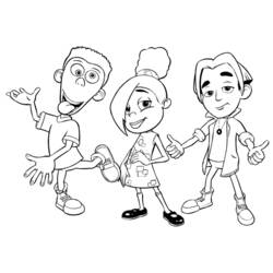 Coloriage Jimmy Neutron et ses amis en pleine pose