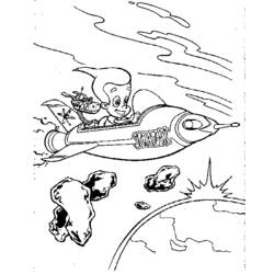 Coloriage Jimmy Neutron pilotant sa fusée dans l'espace