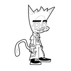 Coloriage Johnny Test personnage félin de profil