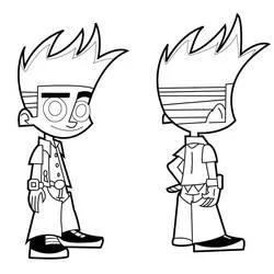 Coloriage Johnny Test vues de face et de dos