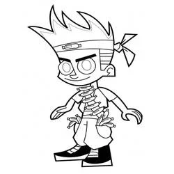 Coloriage Johnny Test avec ses cheveux hérissés et son bandeau