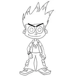 Coloriage Johnny Test debout avec ses cheveux hérissés