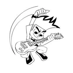 Coloriage Johnny Test joue de la guitare électrique