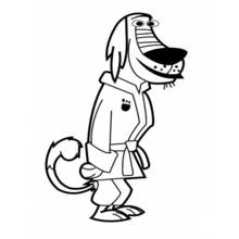 Coloriage Dukey de profil, peignoir noué et sourire