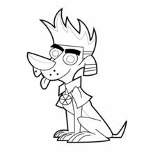 Coloriage Dukey le chien assis, langue tirée