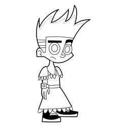 Coloriage Johnny Test debout avec sa coiffure hérissée