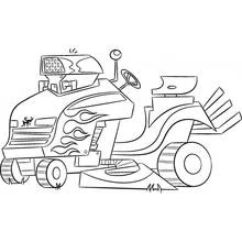 Coloriage Johnny Test tondeuse autoportée avec flammes
