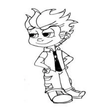 Coloriage Johnny Test debout, mains sur les hanches