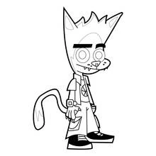 Coloriage Johnny Test transformé en personnage félin