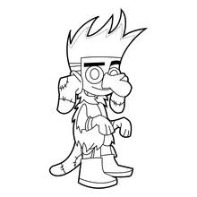Coloriage Johnny Test en costume de monstre rapiécé