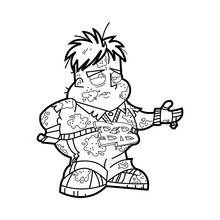 Coloriage Johnny Test en personnage zombie négligé