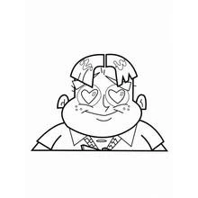 Coloriage Johnny Test avec des yeux en forme de cœur
