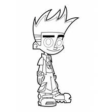Coloriage Johnny Test debout avec un grand sourire
