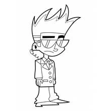 Coloriage Johnny Test la main sur le menton