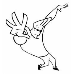 Coloriage Johny Bravo en pose dynamique bras tendu