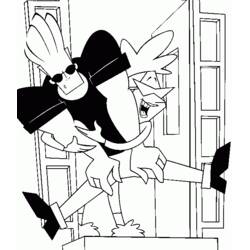 Coloriage Johny Bravo emporté par deux personnages
