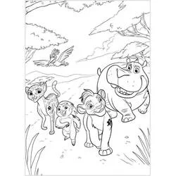 Coloriage La Garde du Roi Lion en balade dans la savane