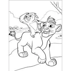 Coloriage Bunga et Kion explorant la savane