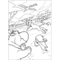 Coloriage La Garde Du Roi Lion en pleine course dans la savane
