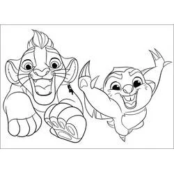 Coloriage Kion et Bunga souriants ensemble