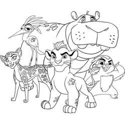 Coloriage La Garde du Roi Lion réunie en équipe