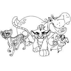 Coloriage Personnages de La Garde Du Roi Lion en groupe