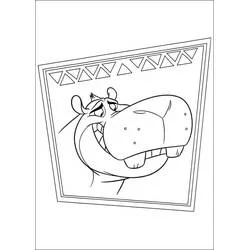 Coloriage Beshte l'hippopotame souriant dans un cadre