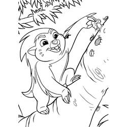 Coloriage Bunga grimpant sur une branche d'arbre