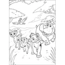 Coloriage La Garde du Roi Lion en balade dans la savane