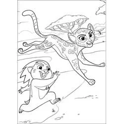 Coloriage Bunga et Fuli courant ensemble