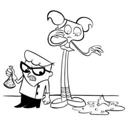 Coloriage Dexter face à une étrange créature Coloriage Dexter face à une étrange créature
