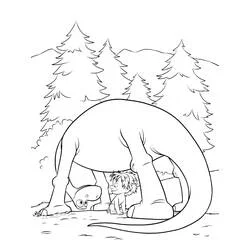 Coloriage Arlo penché au-dessus de Spot dans la forêt